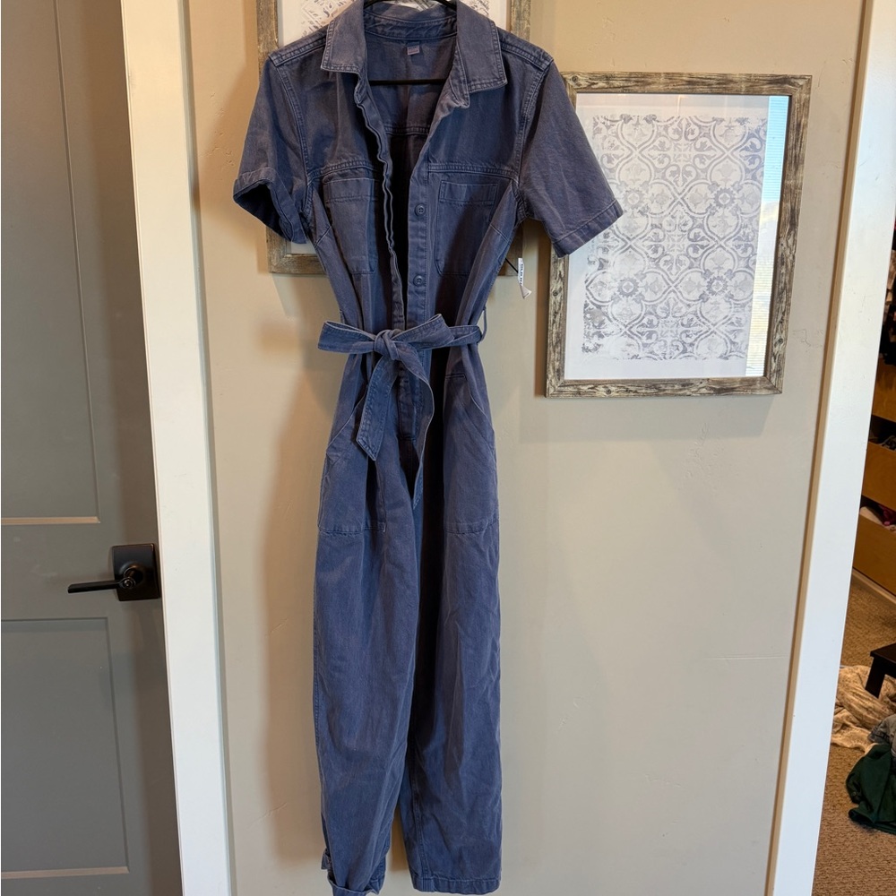 Old Navy Blue Short-Sleeve Utility Jumpsuit